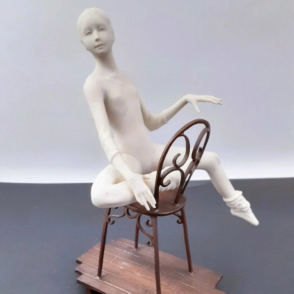 Vintage Collectible Boehm Porcelain and Bronze "Young Dancers" Sitting on Chair